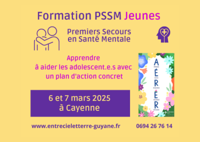 Formation PSSM 6 et 7 mars – Premiers Secours en Santé Mentale Module JEUNES