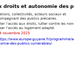 Appel à projets – Accès aux droits et autonomie des publics vulnérables