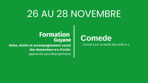 Formation Comede : Soins, droits et accompagnement des demandeur·e·s d’asile – 26 au 28 novembre 2025 à Cayenne