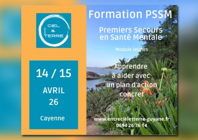 Formation PSSM (Secouriste en Premiers Secours en Santé Mentale) – module jeunes – 14 et 15 avril 2026